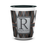 Modern Chic Argyle Ceramic Shot Glass - 1.5 oz - Two Tone - Single (Personalized)