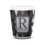 Modern Chic Argyle Ceramic Shot Glass - 1.5 oz - White - Single (Personalized)