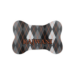 Modern Chic Argyle Bone Shaped Dog Food Mat (Small) (Personalized)