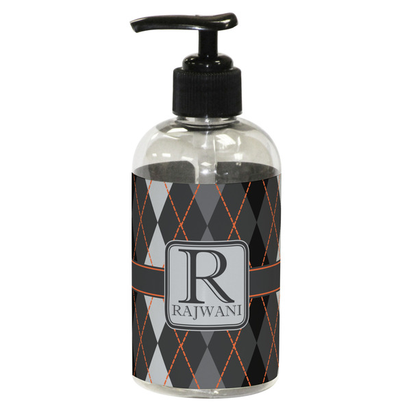 Custom Modern Chic Argyle Plastic Soap / Lotion Dispenser (8 oz - Small - Black) (Personalized)