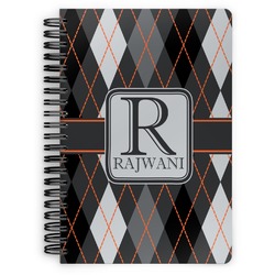 Modern Chic Argyle Spiral Notebook - 7x10 w/ Name and Initial