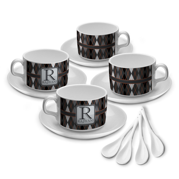 Custom Modern Chic Argyle Tea Cup - Set of 4 (Personalized)