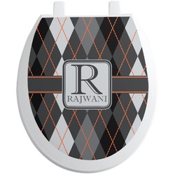 Modern Chic Argyle Toilet Seat Decal - Round (Personalized)