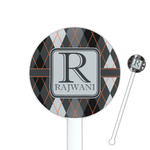 Modern Chic Argyle 5.5" Round Plastic Stir Sticks - White - Double Sided (Personalized)