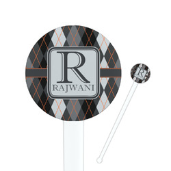 Modern Chic Argyle Round Plastic Stir Sticks (Personalized)