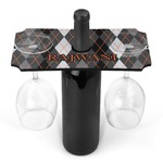 Modern Chic Argyle Wine Bottle & Glass Holder (Personalized)