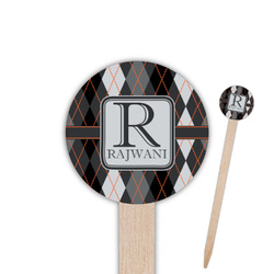 Modern Chic Argyle 6" Round Wooden Food Picks - Double Sided (Personalized)