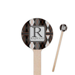 Modern Chic Argyle 6" Round Wooden Stir Sticks - Single Sided (Personalized)