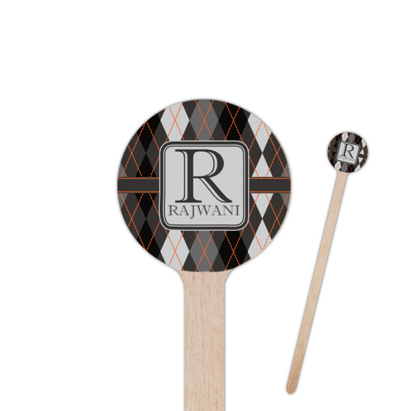 Custom Modern Chic Argyle 7.5" Round Wooden Stir Sticks - Single Sided (Personalized)