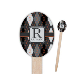 Modern Chic Argyle Oval Wooden Food Picks (Personalized)