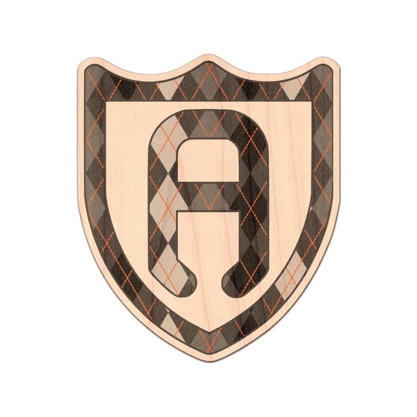 Custom Modern Chic Argyle Genuine Maple or Cherry Wood Sticker (Personalized)