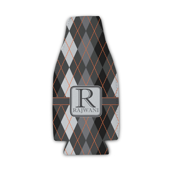 Custom Modern Chic Argyle Zipper Bottle Cooler (Personalized)