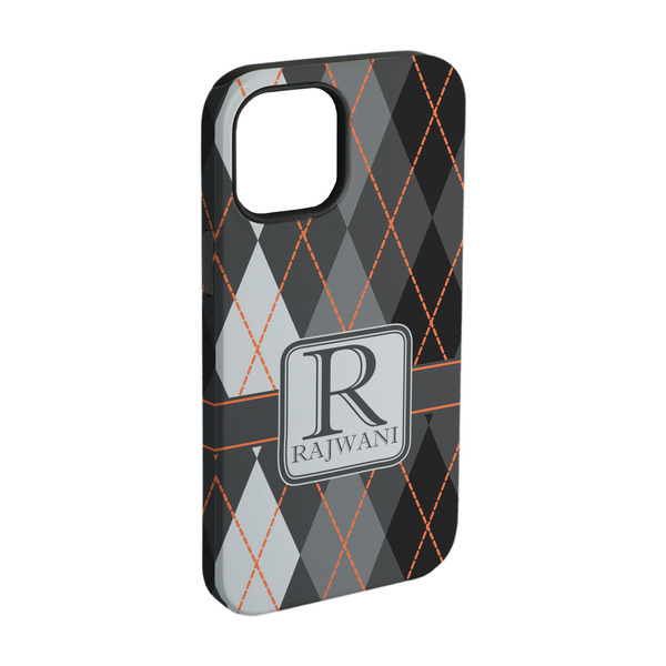 Custom Modern Chic Argyle iPhone Case - Rubber Lined - iPhone 15 Pro (Personalized)