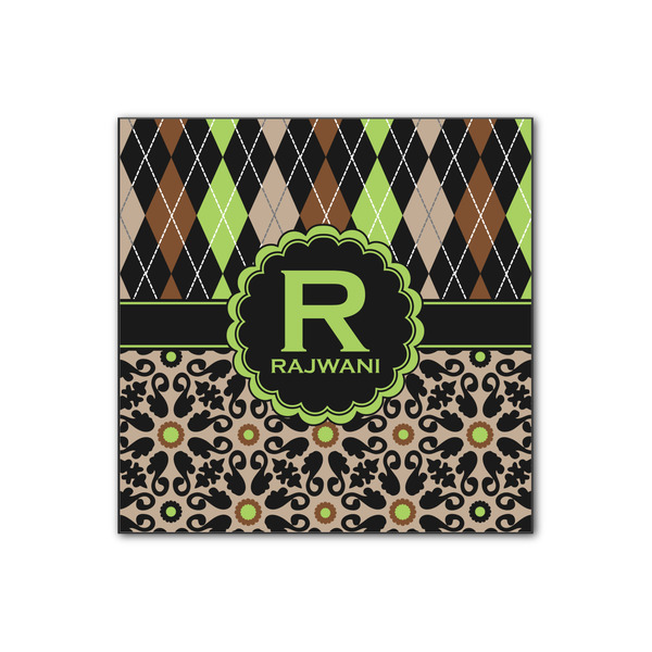 Custom Argyle & Moroccan Mosaic Wood Print - 12x12 (Personalized)