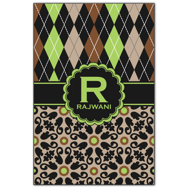 Custom Argyle & Moroccan Mosaic Wood Print - 20x30 (Personalized)