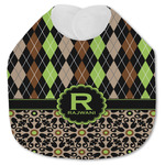 Argyle & Moroccan Mosaic Jersey Knit Baby Bib w/ Name and Initial