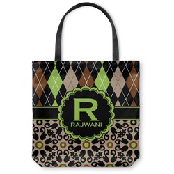 Argyle & Moroccan Mosaic Canvas Tote Bag - Medium - 16"x16" (Personalized)