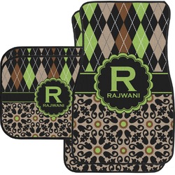 Argyle & Moroccan Mosaic Car Floor Mats Set - 2 Front & 2 Back (Personalized)