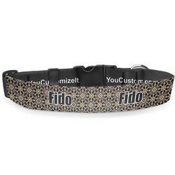 Argyle & Moroccan Mosaic Deluxe Dog Collar - Medium (11.5" to 17.5") (Personalized)