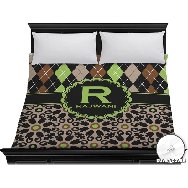 Custom Argyle & Moroccan Mosaic Duvet Cover - King (Personalized)