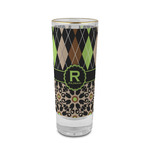 Argyle & Moroccan Mosaic 2 oz Shot Glass -  Glass with Gold Rim - Single (Personalized)