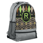 Argyle & Moroccan Mosaic Backpack - Grey (Personalized)