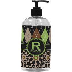 Argyle & Moroccan Mosaic Plastic Soap / Lotion Dispenser (16 oz - Large - Black) (Personalized)