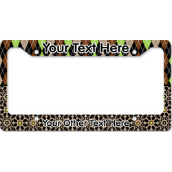 Argyle & Moroccan Mosaic License Plate Frame - Style B (Personalized)