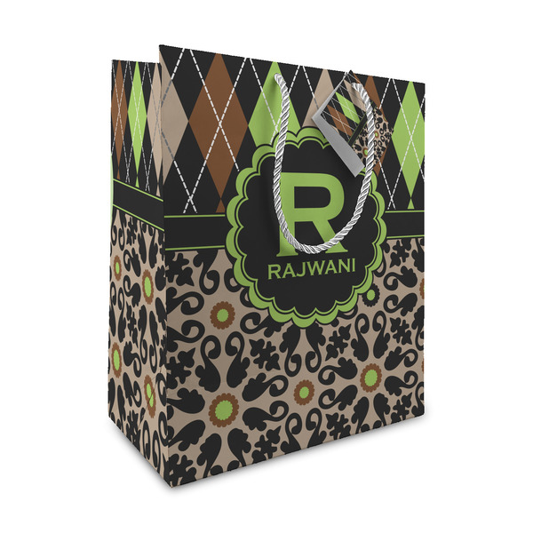 Custom Argyle & Moroccan Mosaic Medium Gift Bag (Personalized)