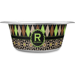 Argyle & Moroccan Mosaic Stainless Steel Dog Bowl - Small (Personalized)