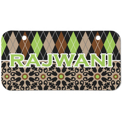 Argyle & Moroccan Mosaic Mini/Bicycle License Plate (2 Holes) (Personalized)