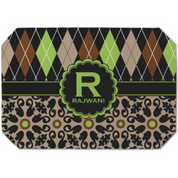 Argyle & Moroccan Mosaic Dining Table Mat - Octagon (Single-Sided) w/ Name and Initial