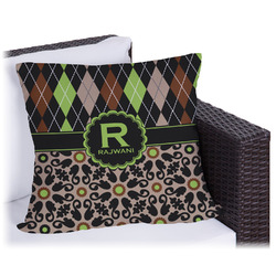 Argyle & Moroccan Mosaic Outdoor Pillow - 18" (Personalized)