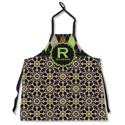 Argyle & Moroccan Mosaic Apron Without Pockets w/ Name and Initial