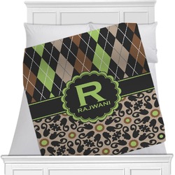 Argyle & Moroccan Mosaic Minky Blanket - Twin / Full - 80"x60" - Double Sided (Personalized)
