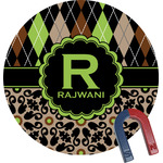 Argyle & Moroccan Mosaic Round Fridge Magnet (Personalized)