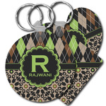 Argyle & Moroccan Mosaic Plastic Keychain (Personalized)