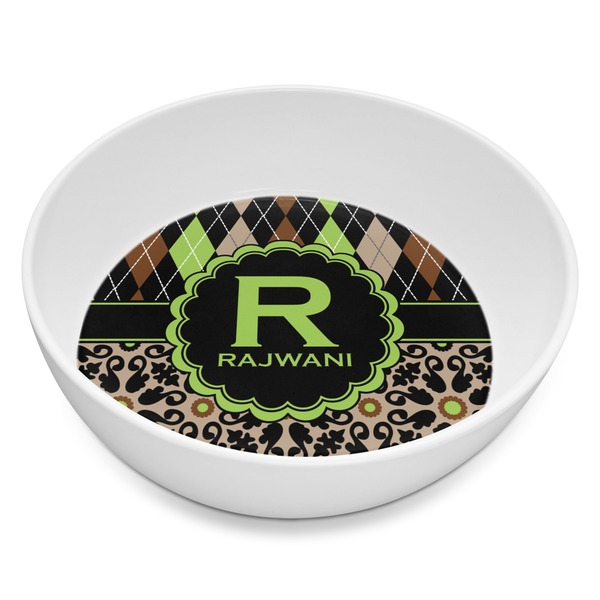 Custom Argyle & Moroccan Mosaic Melamine Bowl - 8 oz (Personalized)