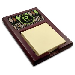 Argyle & Moroccan Mosaic Red Mahogany Sticky Note Holder (Personalized)