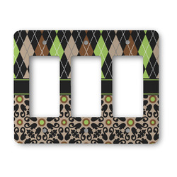 Argyle & Moroccan Mosaic Rocker Style Light Switch Cover - Three Switch