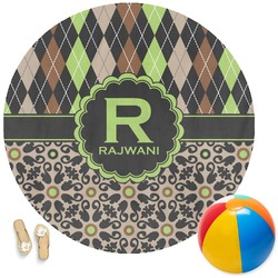 Argyle & Moroccan Mosaic Round Beach Towel (Personalized)
