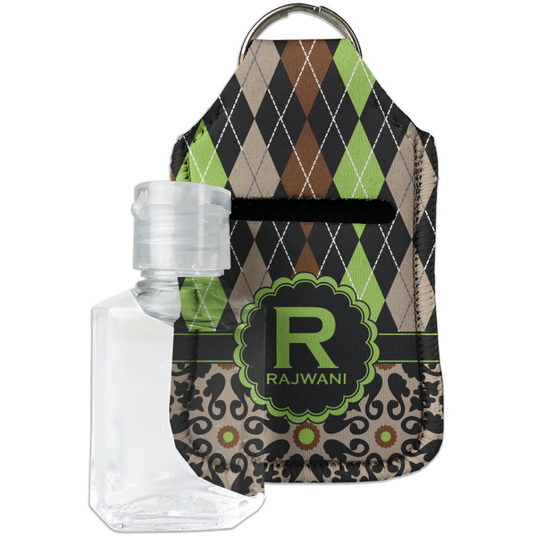 Custom Argyle & Moroccan Mosaic Hand Sanitizer & Keychain Holder - Small (Personalized)