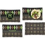 Argyle & Moroccan Mosaic Set of 4 Glass Rectangular Lunch / Dinner Plate (Personalized)