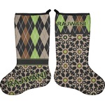 Argyle & Moroccan Mosaic Holiday Stocking - Double-Sided - Neoprene (Personalized)