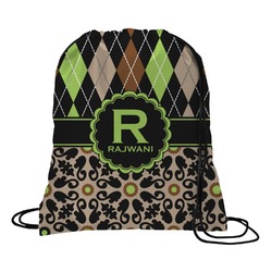 Argyle & Moroccan Mosaic Drawstring Backpack - Small (Personalized)