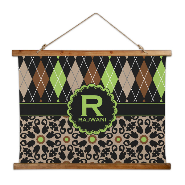 Custom Argyle & Moroccan Mosaic Wall Hanging Tapestry - Wide (Personalized)