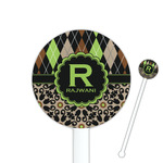 Argyle & Moroccan Mosaic 5.5" Round Plastic Stir Sticks - White - Single Sided (Personalized)