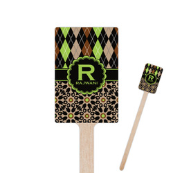 Argyle & Moroccan Mosaic 6.25" Rectangle Wooden Stir Sticks - Double Sided (Personalized)