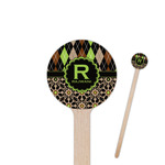 Argyle & Moroccan Mosaic 6" Round Wooden Stir Sticks - Double Sided (Personalized)