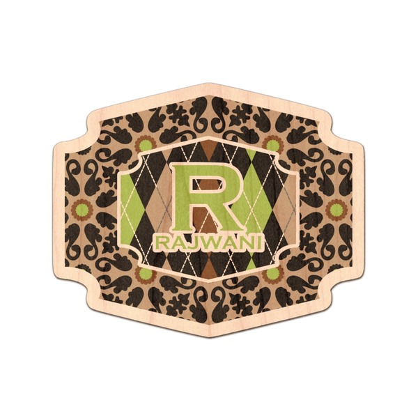 Custom Argyle & Moroccan Mosaic Genuine Maple or Cherry Wood Sticker (Personalized)